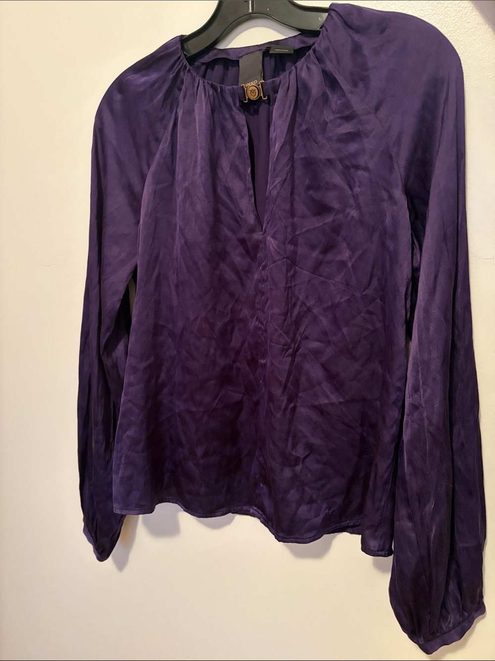 Pinko - Deep Purple Long-Sleeve Silk Blouse